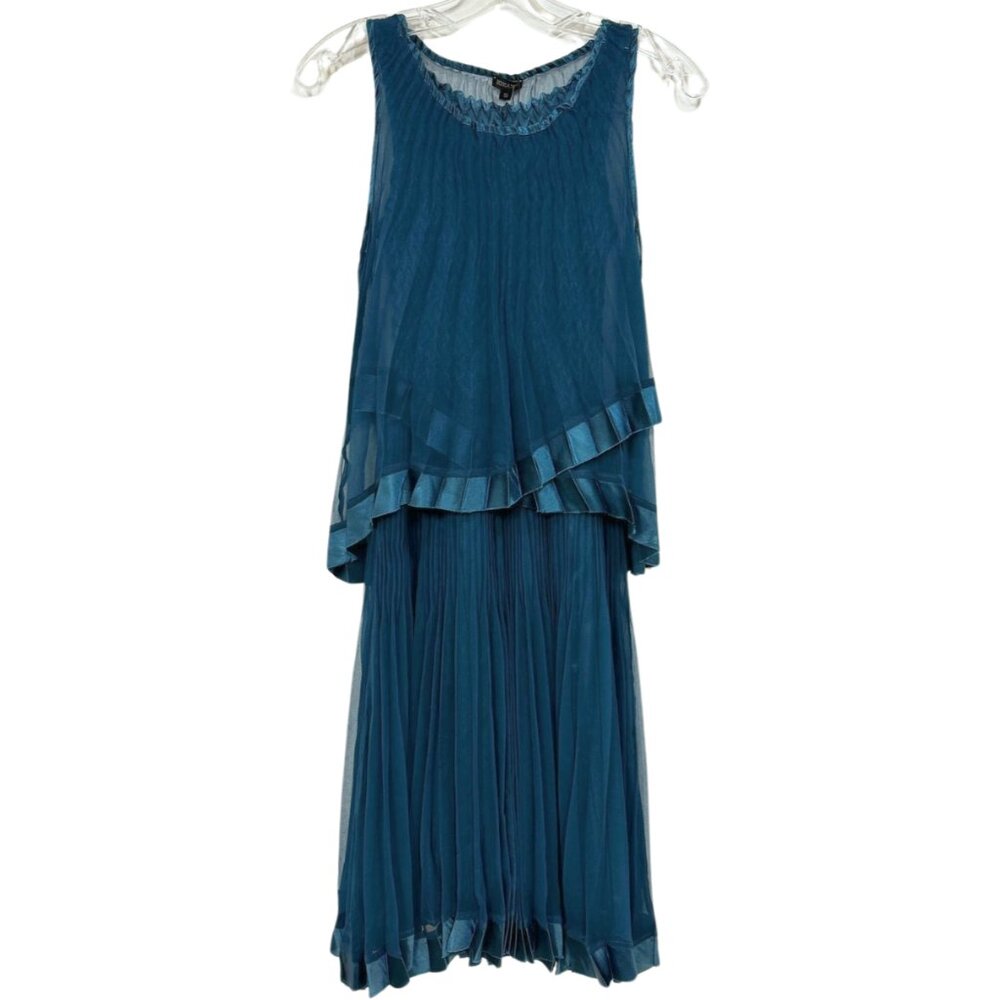 Komarov Set of 2 Sleeveless Pleated Fabric Dress Teal